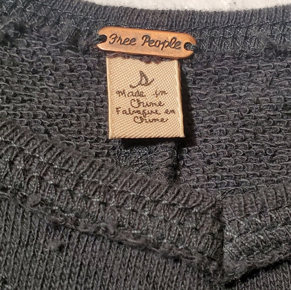 Free People "Charcoal" Grey Sequined Sleeve Top - Picture 8 of 11